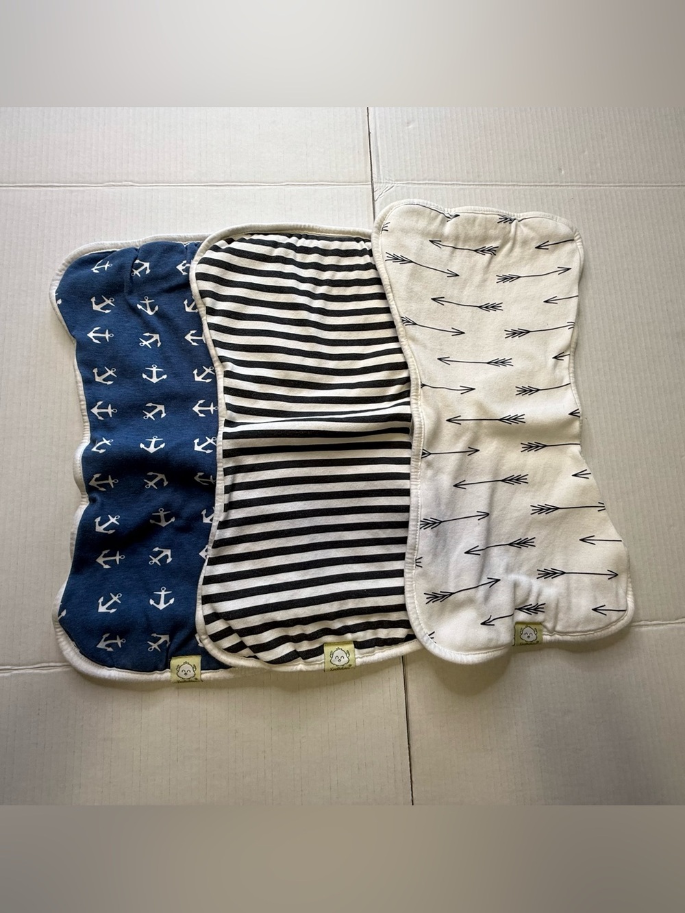 KeaBabies Organic Cotton Burp Cloth Set of 3 Nautical Anchors Stripes Arrows